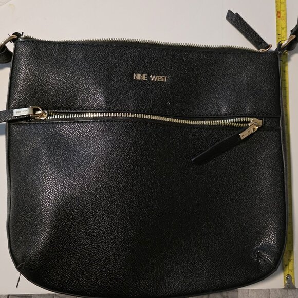 Nine West Crossbody Black with gold trim purse 20" long strap  - Medium - Picture 1 of 6
